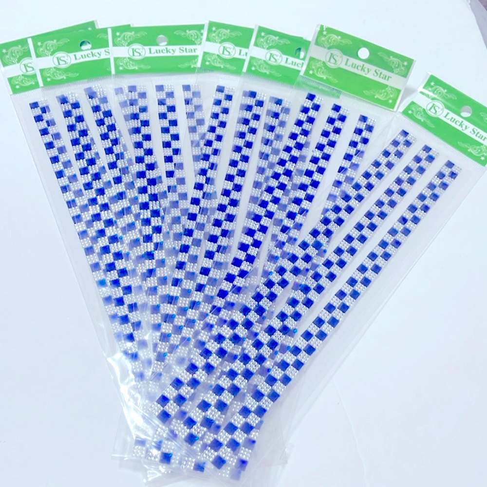 Pack of 7 Royal Blue and Silver adhesive Decoration Strips all new